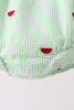 Red stripe watermelon embroidery seersucker bubble