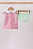 Red stripe watermelon embroidery seersucker bloomer set