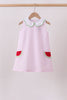 Pink stripe watermelon embroidery seersucker dress