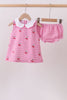 Pink cherry gingham bloomer set