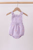Purple seersucker butterfly embroidery ruffle bubble