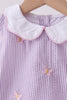 Purple seersucker butterfly embroidery bloomer set