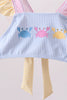 Colorblock crab embroidery ruffle 2pc swimsuit