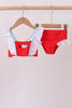 Red star embroidery ruffle 2pc swimsuit