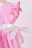 Pink bow gingham ruffle dress