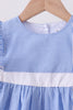 Blue bow gingham ruffle dress