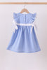 Blue bow gingham ruffle dress