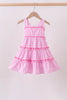 Pink gingham ruffle tiered dress