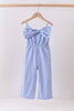 Blue bow gingham jumpsuit