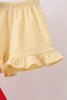 Red School bus Smocked Ruffle Shorts set