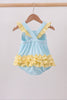 Blue Apple Embroidery Gingham Bubble