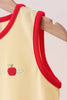 Scalloped Apple Embroidery Bow Dress