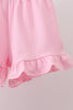 Pink Apple Pencil Embroidery Short Set