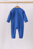 Royal blue puppy pumpkin embroidery romper