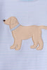 Blue stripe puppy embroidery pants set