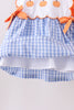 Blue gingham pumpkin embroidery bloomer set