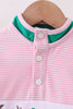 Pink stripe duck embroidery ruffle pullover