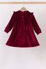 Burgundy velvet Ruffle Dress