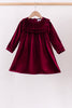 Maroon velvet ruffle dress