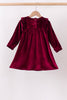 Maroon velvet ruffle dress