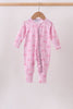 Pink bow print bamboo romper