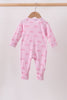 Pink bow print bamboo romper
