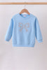 Blue Floral Bow Embroidery Top