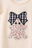 Beige ghost bow embroidery pants set