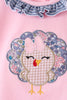 Pink turkey applique ruffle pants set