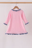 Pink turkey applique ruffle dress