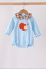 Blue turkey embroidery plaid ruffle bubble