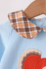 Blue turkey embroidery plaid ruffle bubble