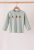 Green turkey embroidery top