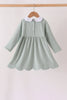 Green turkey embroidery scalloped dress