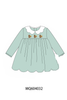 Green turkey embroidery scalloped dress