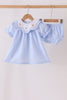 Blue turkey embroidery checkered bloomer set