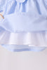 Blue turkey embroidery checkered bloomer set