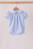 Blue turkey embroidery checkered ruffle bubble