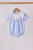 Blue turkey embroidery checkered bubble
