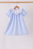 Blue turkey embroidery checkered dress