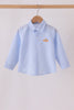 Blue turkey embroidery button down shirt