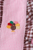 Pink turkey embroidery ruffle gingham dress