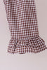 Pink turkey embroidery ruffle gingham pants set