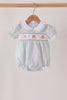 Green plaid turkey embroidery ruffle bubble