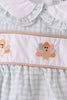 Green plaid turkey embroidery ruffle bubble