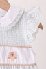 Green plaid turkey embroidery ruffle dress