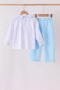 Blue turkey embroidery pants set