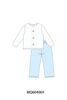 Blue turkey embroidery pants set