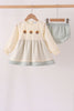 Beige turkey embroidery bloomer set