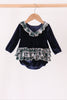 Navy plaid ruffle bubble